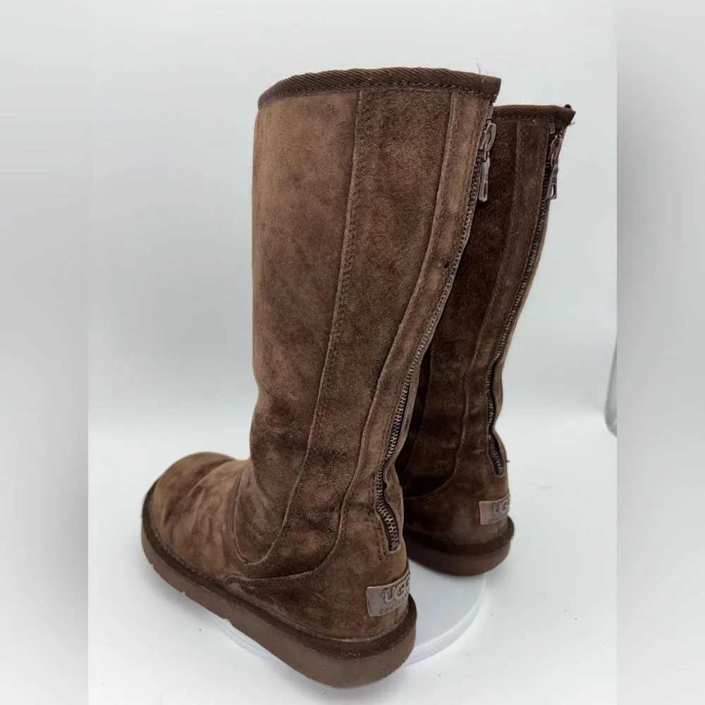 UGGS Knightsbridge Brown Boot Sheepskin Suede Tall Shoe Classic Leather Womens 7